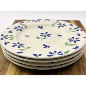 Pfaltzgraff Choices Springwood Salad Plates Set of 4 Blue Floral USA